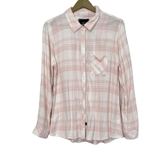Rails Pink White Plaid Button Up Shirt Size Large - Picture 1 of 7